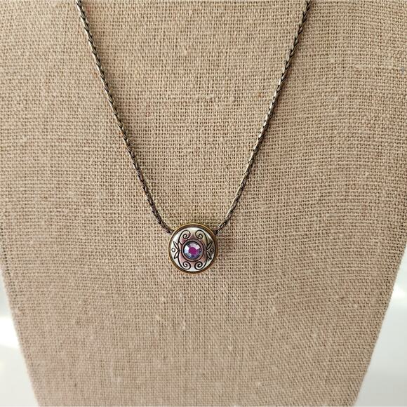 Brighton Heiress Mixed Metals Blue Crystal‎ Reversible necklace - Picture 4 of 7